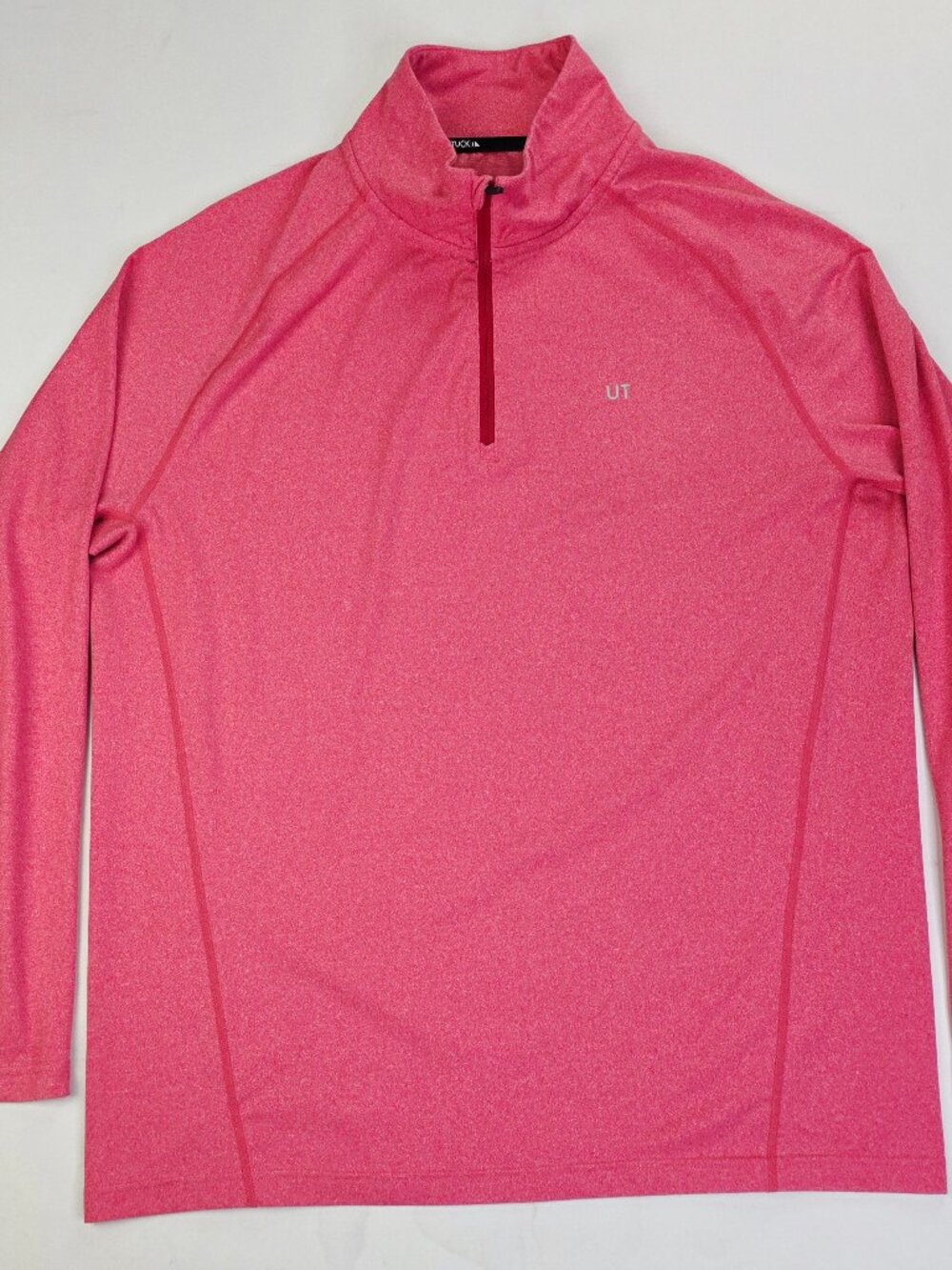Untuckit 1/4 Zip Neck Chest Logos Men Red Long Sleeve Size Large Active Wear Top